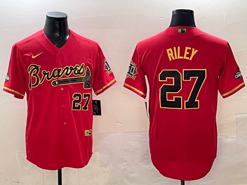 Men Atlanta Braves #27 Riley Red Gold Game Nike 2025 MLB Jersey style 3